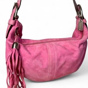 Coach 2004 SoHo Bubblegum Pink Suede Hobo 3671